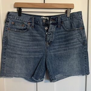 Madewell Button-Fly Raw Hem Denim Shorts - Blue
